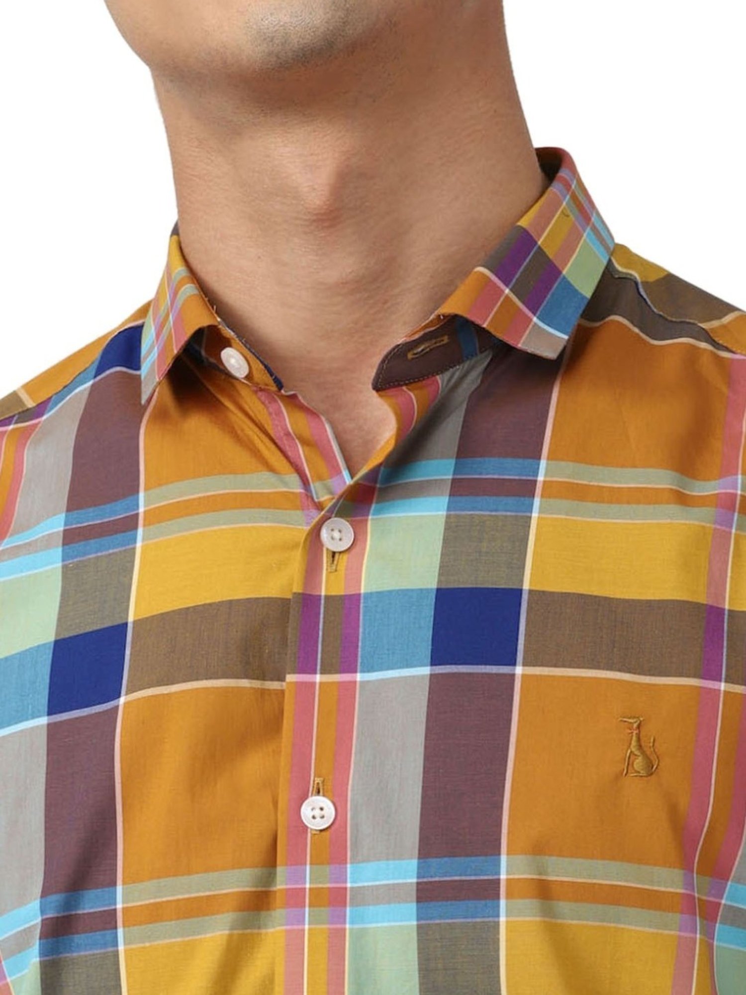 Simon Carter London Orange Checks Slim Fit Shirt