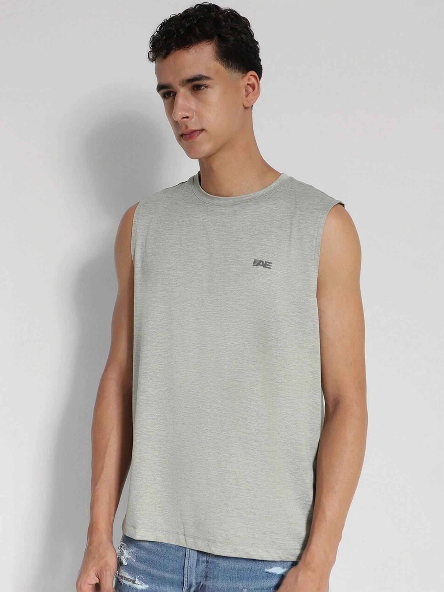 American Eagle Grey Regular Fit Tank Tee