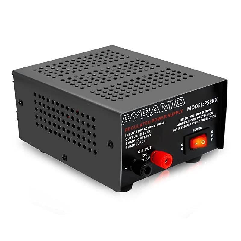 Universal Compact Bench Power Supply 6 Amp Linear Regulated Home Lab Benchtop ACtoDC 12V Converter w 138 Volt DC 115V AC 100 Watt Power Input Screw Type Terminals Cooling Fan  PS8KX