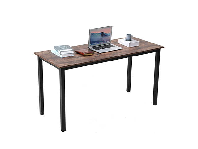 HILINSTON Computer Desk Gaming Table 55 inch Writing Study Desk for Home Office Workstation - Simple Retro Table with Sturdy Metal Frame for Living room,Brown,GT41