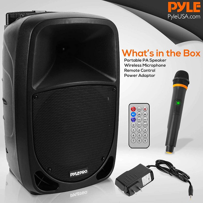 Pyle PSBT105A 1000W 10 Inch Bluetooth Portable Stereo Karaoke Speaker with UHF Wireless Microphone and Built In Rechargeable Battery