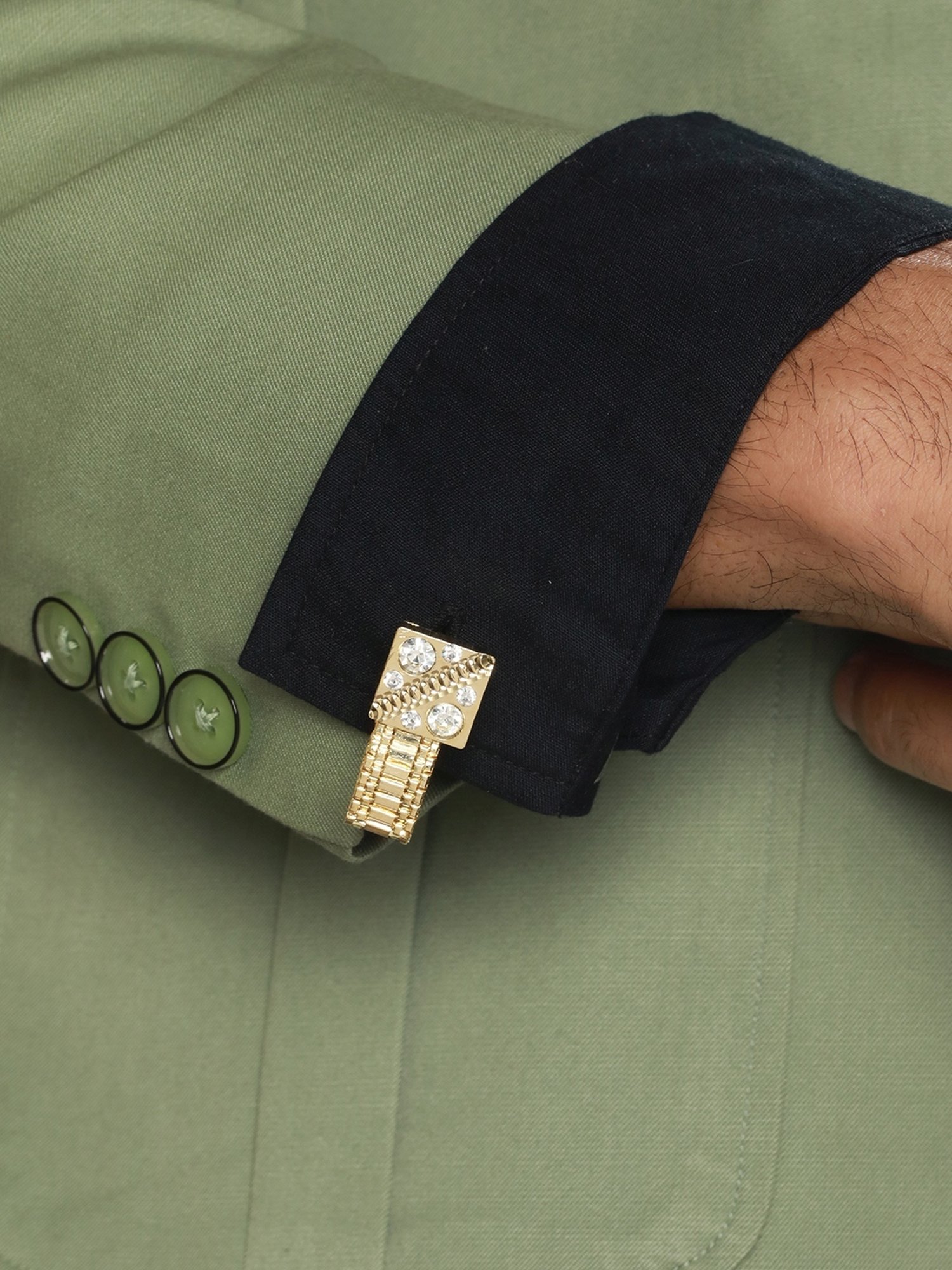 Bold by Priyaasi Halo Circle Golden Cufflinks for Men