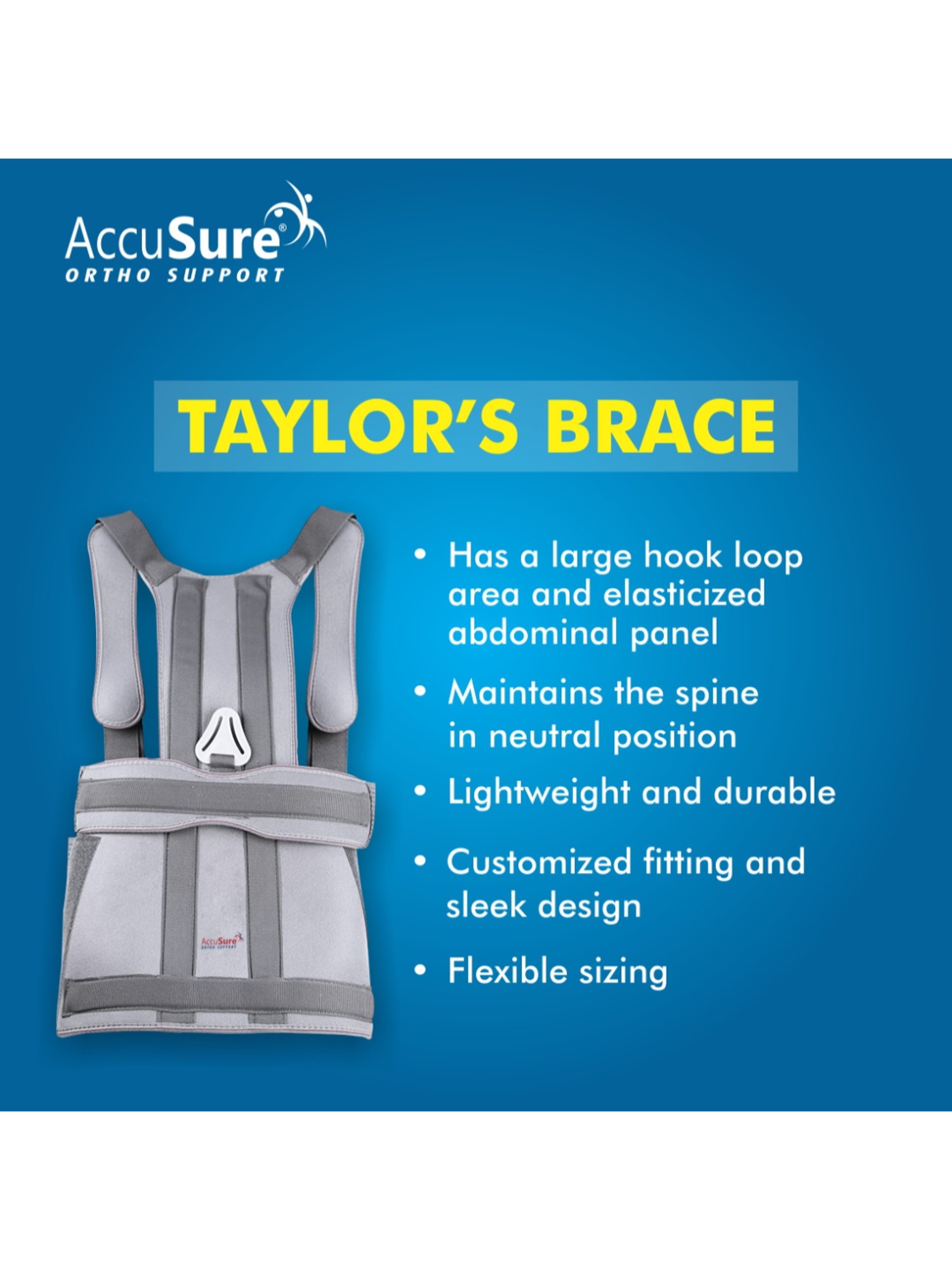 AccuSure B7 Taylor's Brace Back Support - Size M (Grey)