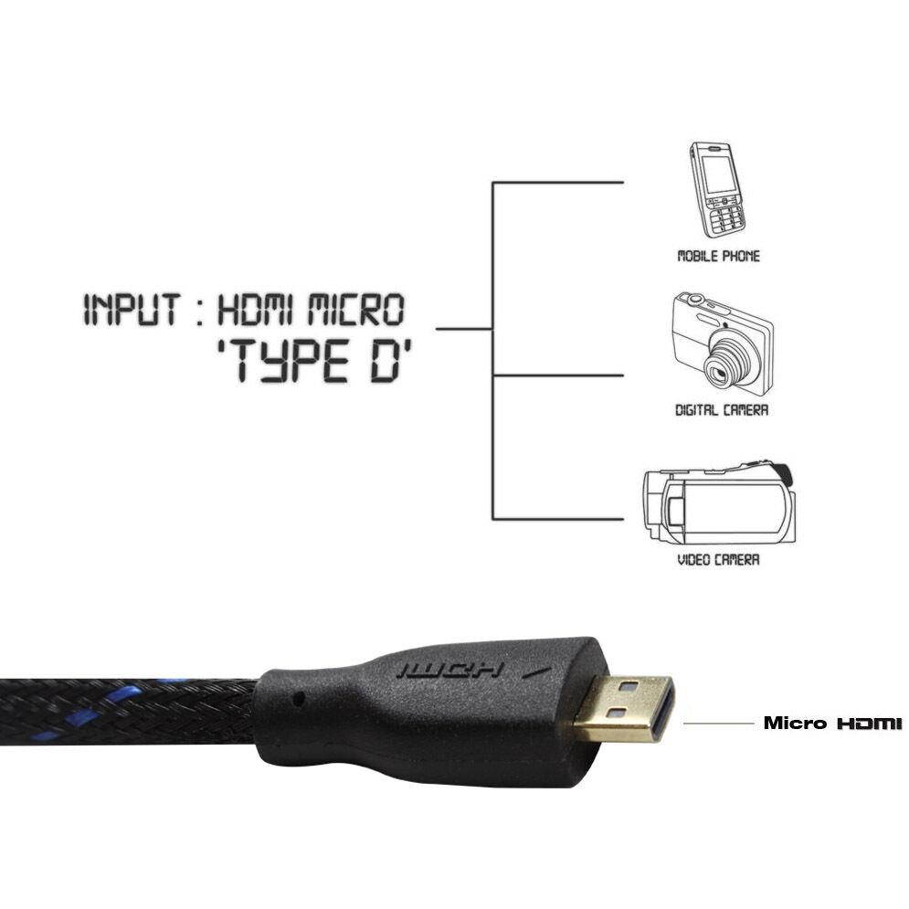 Super Speed Micro HDMI to HDMI cable with Ethernet (10Feet)- 3D,4K Supported NEW