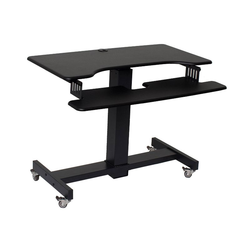 Height Adjustable Mobile Sit To Standing Desk Black - Rocelco