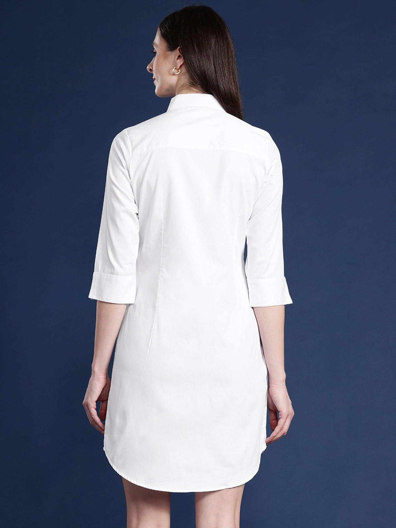 Hancock White Cotton Regular Fit Shirt Dress