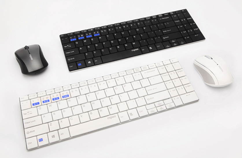 Rapoo 9060M Ergonomic Design, Ultra-thin Wireless 3 Modes(Bluetooth4.0and 3.0, 2.4GHz Wireless) Connection Keyboard And 1300DPI Silent Mouse Combo For Office And Game - Black