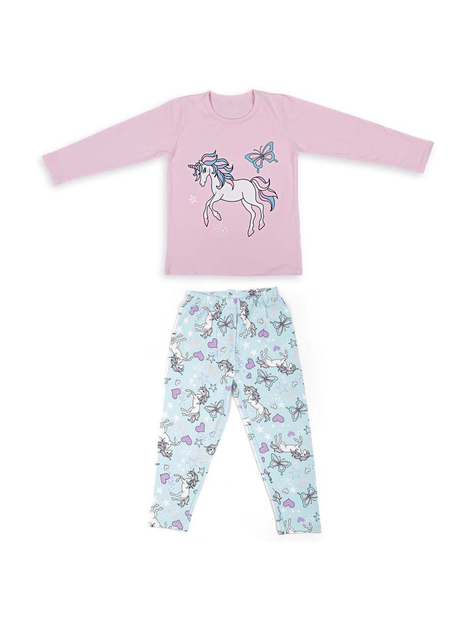 Baby Moo Kids Pink Cotton Printed T-Shirt & Pyjama
