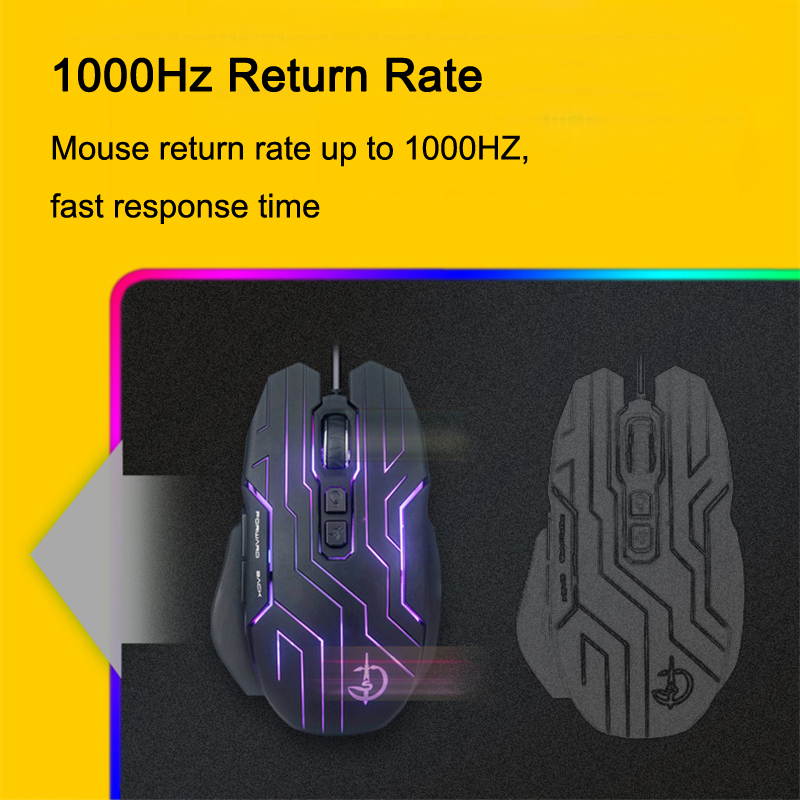 RGB Gaming Mouse Wired Programmable Ergonomic USB Mice 4800DPI, 7 Buttons for Laptop PC Gamer Computer Desktop