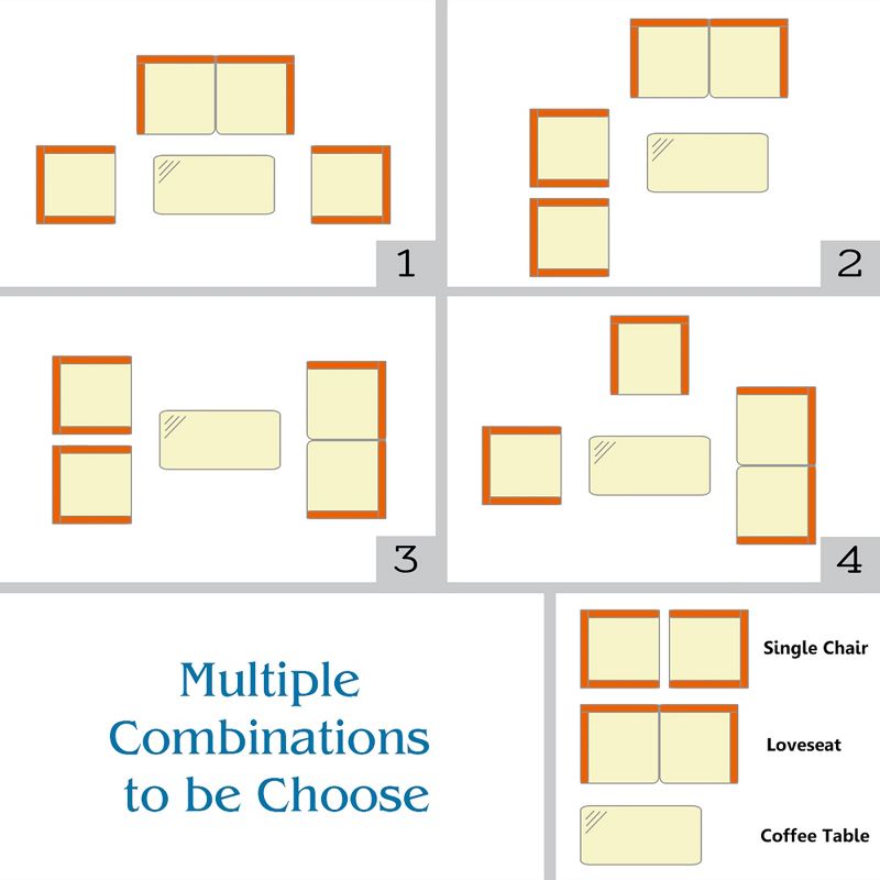 Costway 4PCS Patio Rattan Furniture Set Coffee Table Cushioned Sofa Garden Lawn Gray