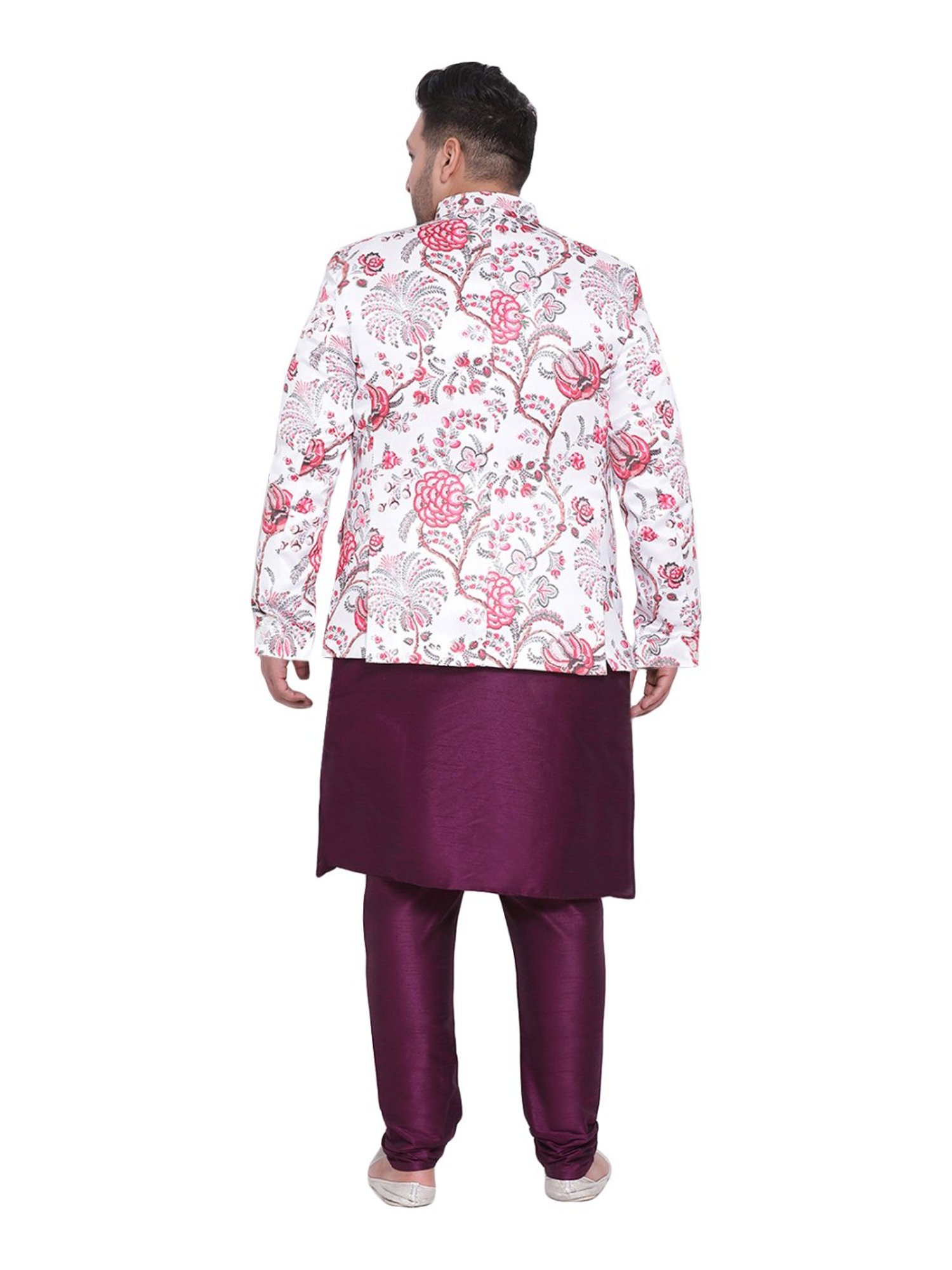 Hangup Purple & White Regular Fit Printed Kurta Bottom & Jacket Set