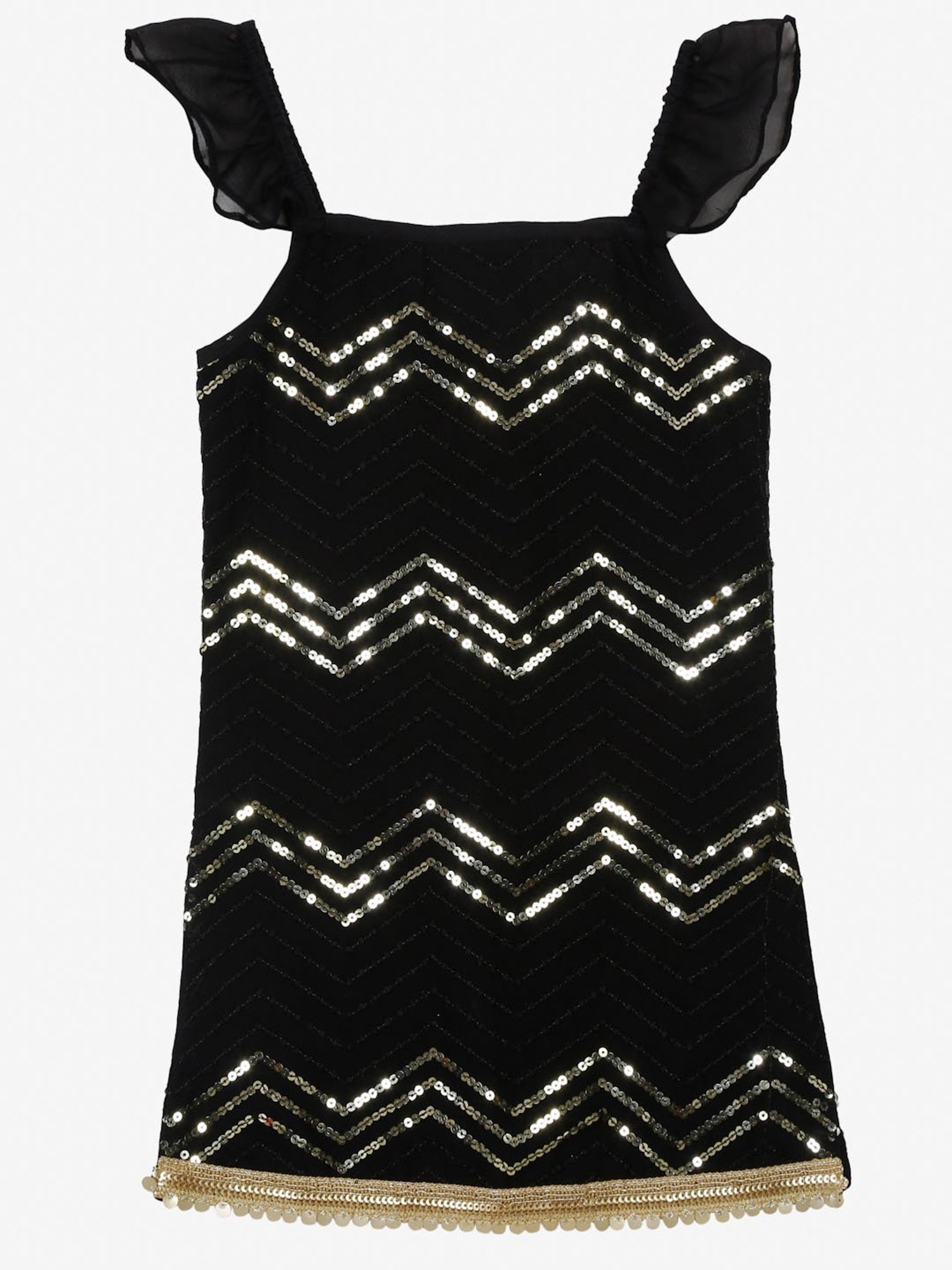 Saka Designs Kids Black & Cream Embellished Kurta with Sharara & Dupatta