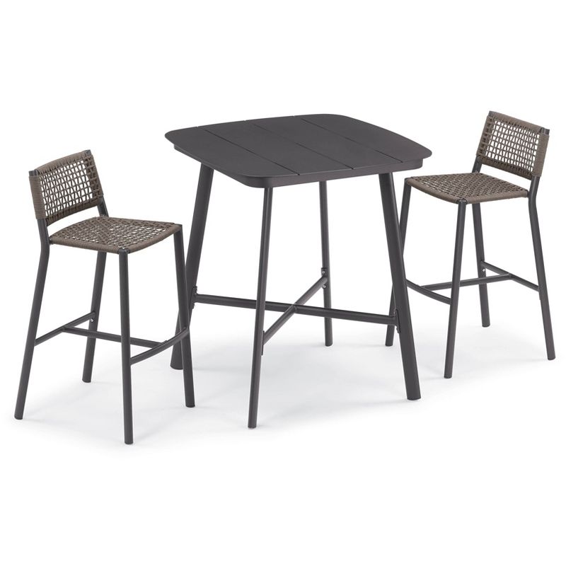 3pc Eiland Bar Table Set Carbon/Mocha - Oxford Garden