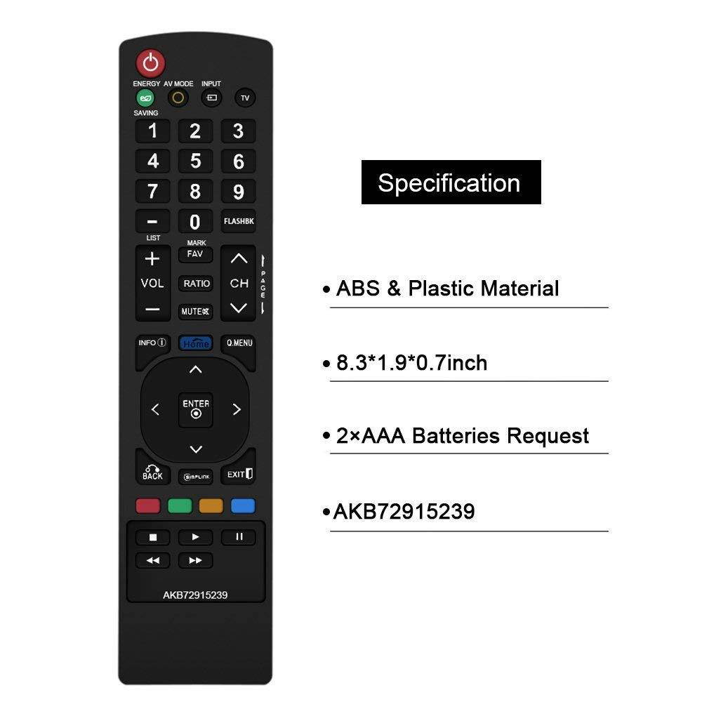 Gvirtue AKB72915239 Remote Control Compatible Replacement for LG AKB72915239, Applicable 22LV2500 22LV2500 26LV2500 32LK330 32LK450 32LV2500 32LV350