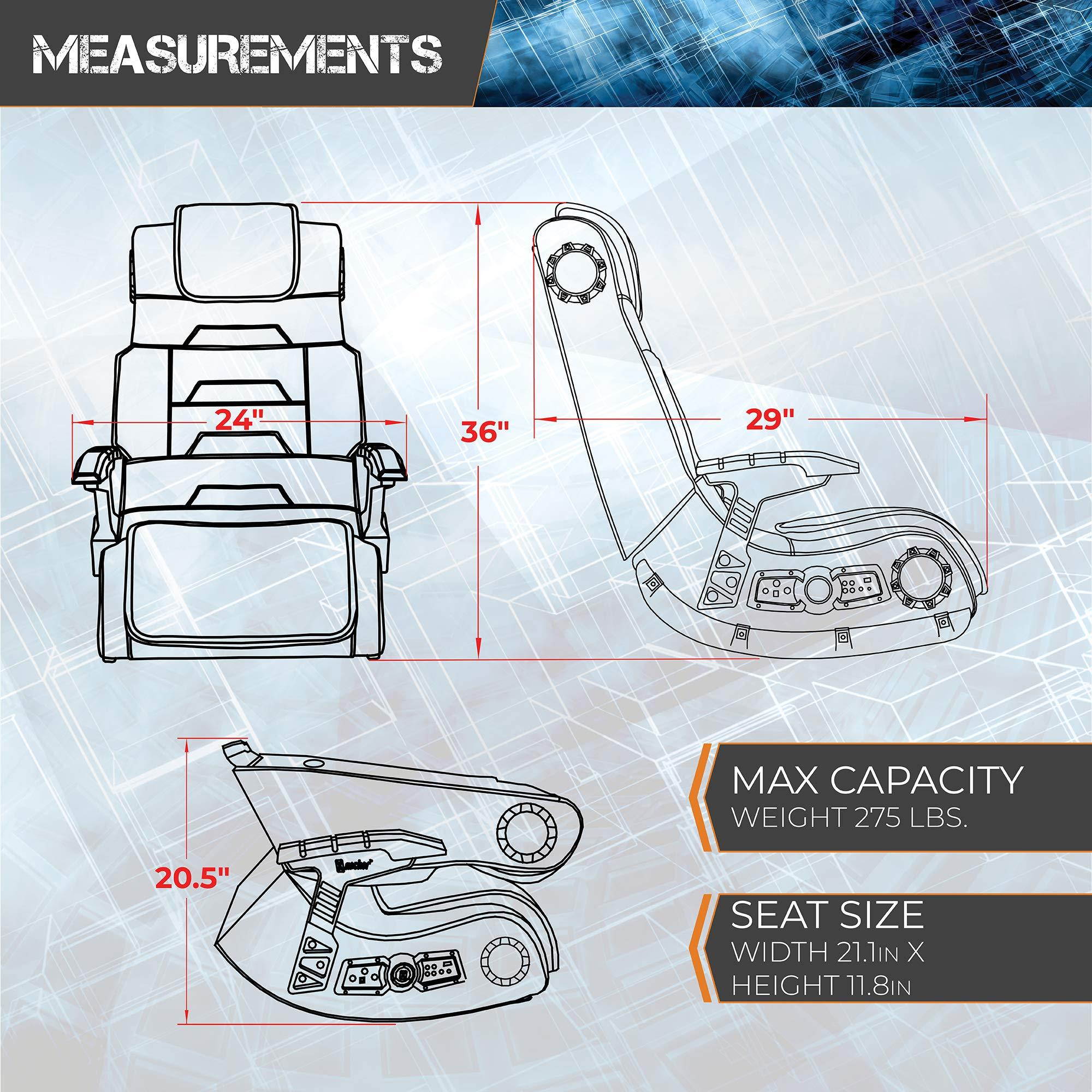 X Rocker Pro Series H3 Black Leather Vibrating Floor Video Gaming Chair with Headrest for Adult, Teen, and Kid Gamers - 4.1 High Tech Audio and Wireless Capacity - Foldable and Ergonomic Back Support