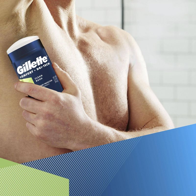 Gillette Comfort + DriTech Men's Antiperspirant Deodorant Invisible Solid Clean Rush - 3.4oz 