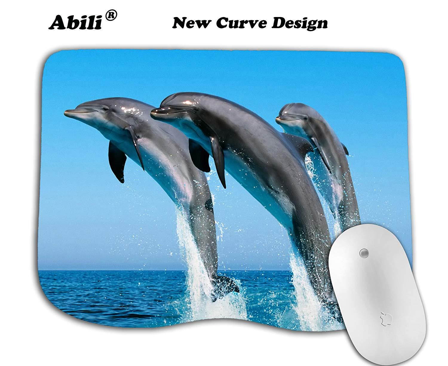 Abili Cute Dolphins Jumping In The Ocean Curve mosue pad Non-slip mouse pad Gaming mouse pad