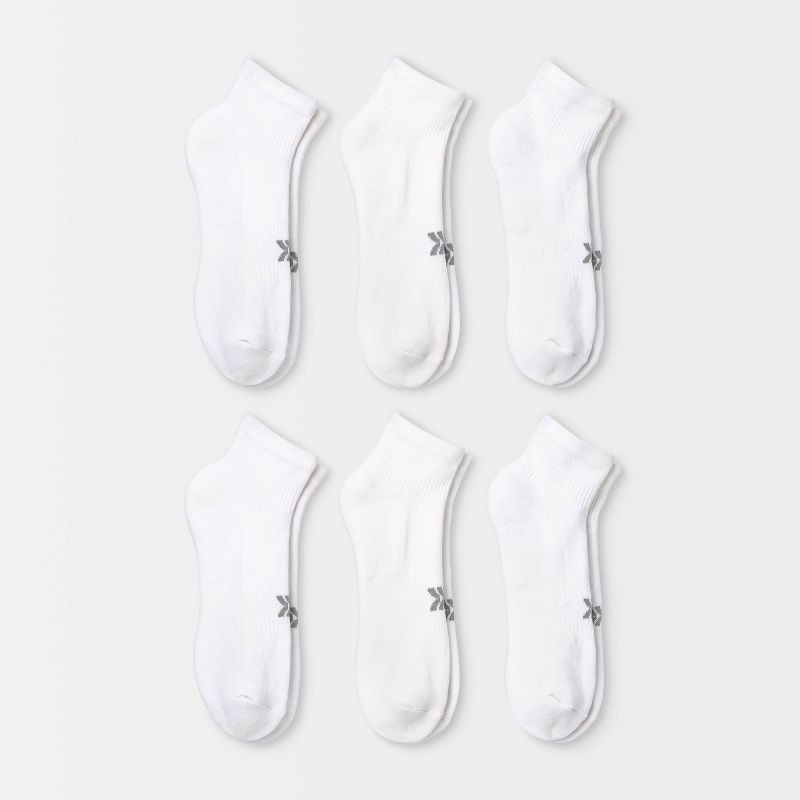 Women's Extended Size Cushioned 6pk Ankle Athletic Socks - All in Motion™ - White 8-12