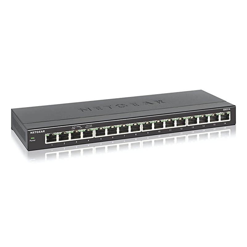 16Port Gigabit Ethernet Unmanaged Switch GS316 Desktop Fanless Housing for Quiet Operation