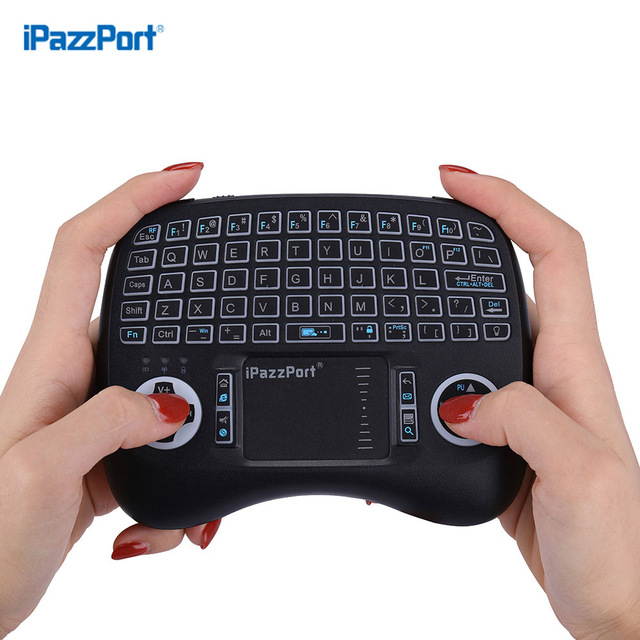 iPazzPort 2.4G Portable Wireless Keyboard USB Keyboard with Backlit Touchpad for Android TV Box Black