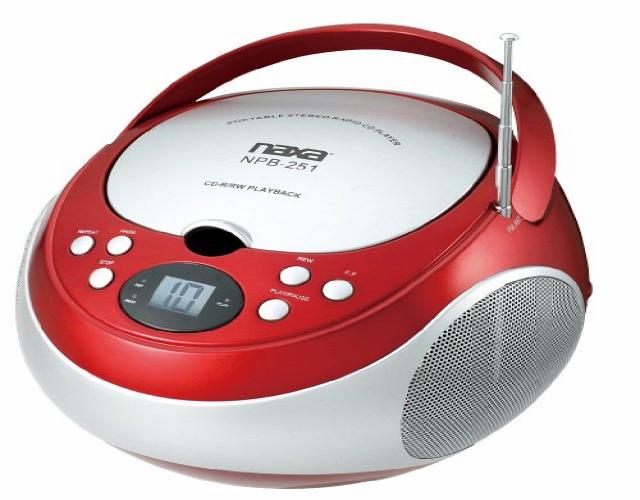 Naxa Portable CD Player with AM_FM Stereo Radio_ Red