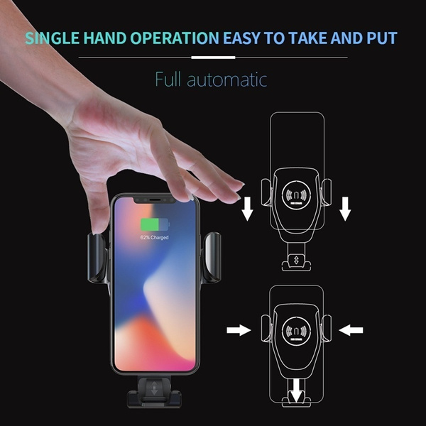 Car Gravity Mount Qi Wireless Charger for iPhone X 8 Plus iPhone XS Plus Air Vent Phone Holder Smart Wireless Fast Charging for Samsung Galaxy S9 S9 Plus S8 S7 S6 Note 9 Note 8 and Most 4.0&rdquo;-6.5&ldquo; Cell