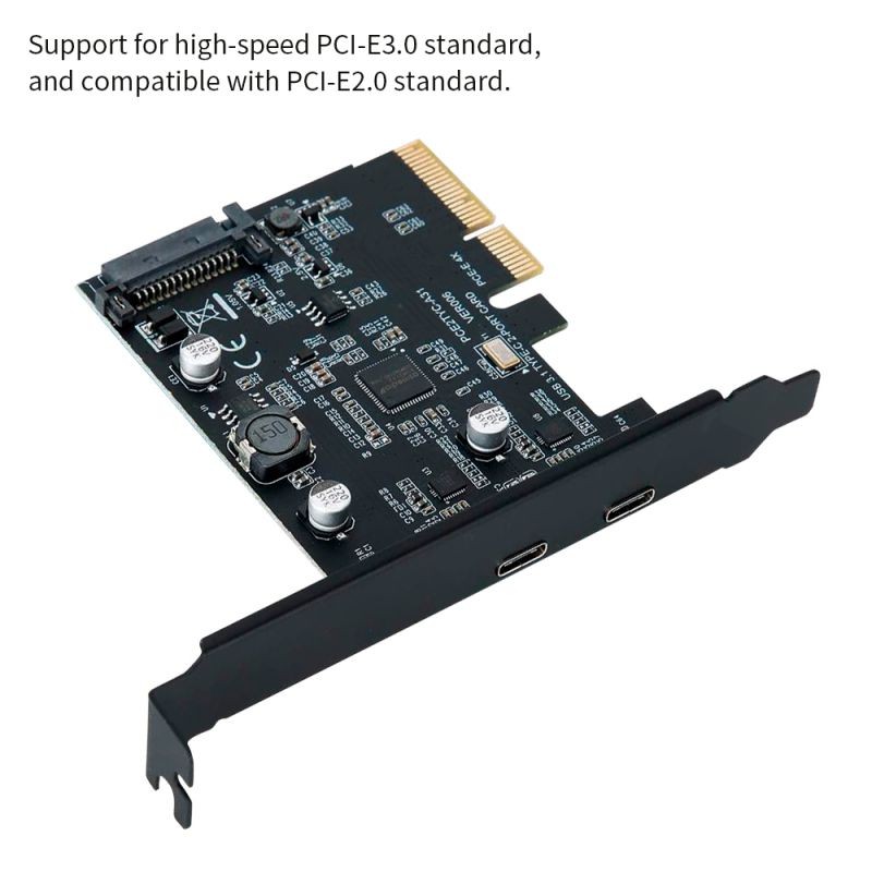 Add on Cards USB 3.1 Dual 10Gbps 2x Type-C Ports PCI Express Controller Riser Card Expansion Adapter for Mac Pro Windows Miner