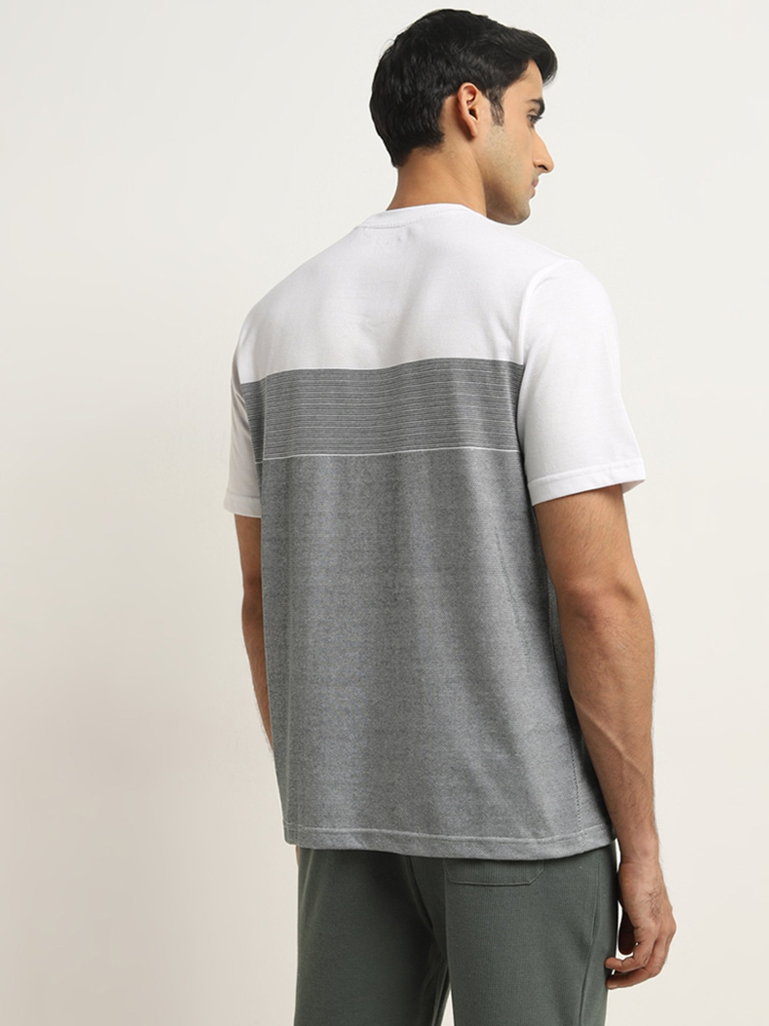 WES Lounge by Westside Sage Colour-Blocked Relaxed-Fit T-Shirt