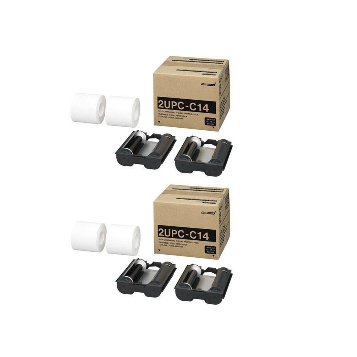 dnp 2x 2upcc14 self laminating 4x6" color printing pack with paper & ribbon for sony upcr10l, upcx1