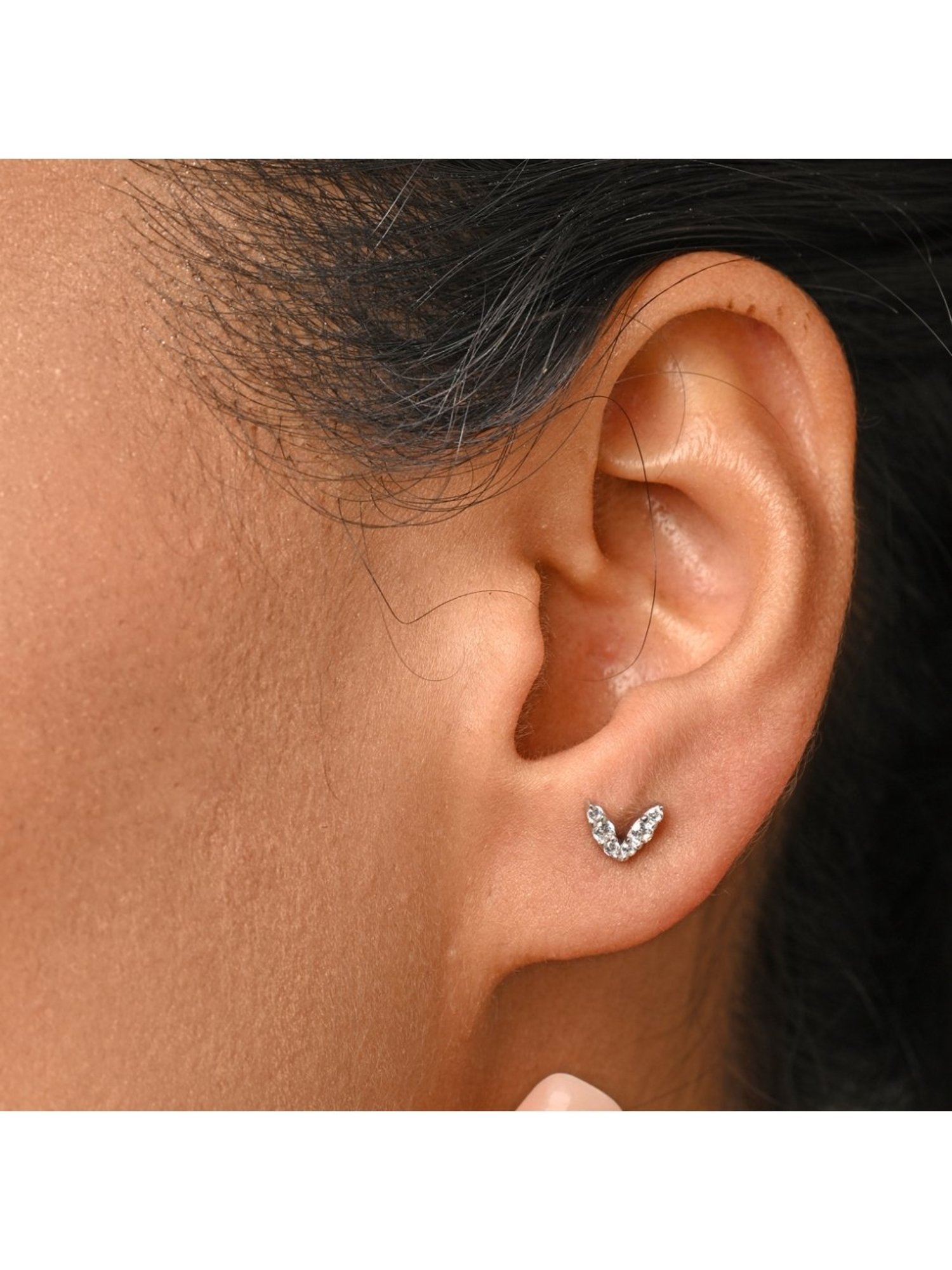 Clara 92.5 Sterling Silver Minimal Daily Wear Small V Stud Earrings for Kids Girls