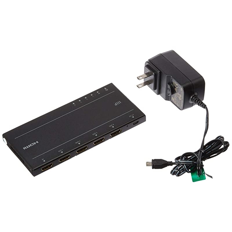 Blackbird 4K Pro 1x4 Ultra Slim HDMI Splitter - HDR, 4K 60Hz, YCbCr 4:4:4, HDCP 2.2, 18 Gbps, Automatic EDID Detection (Compatible with PS4/5 Xbox Apple TV Fire Stick Roku Blu-Ray Player)