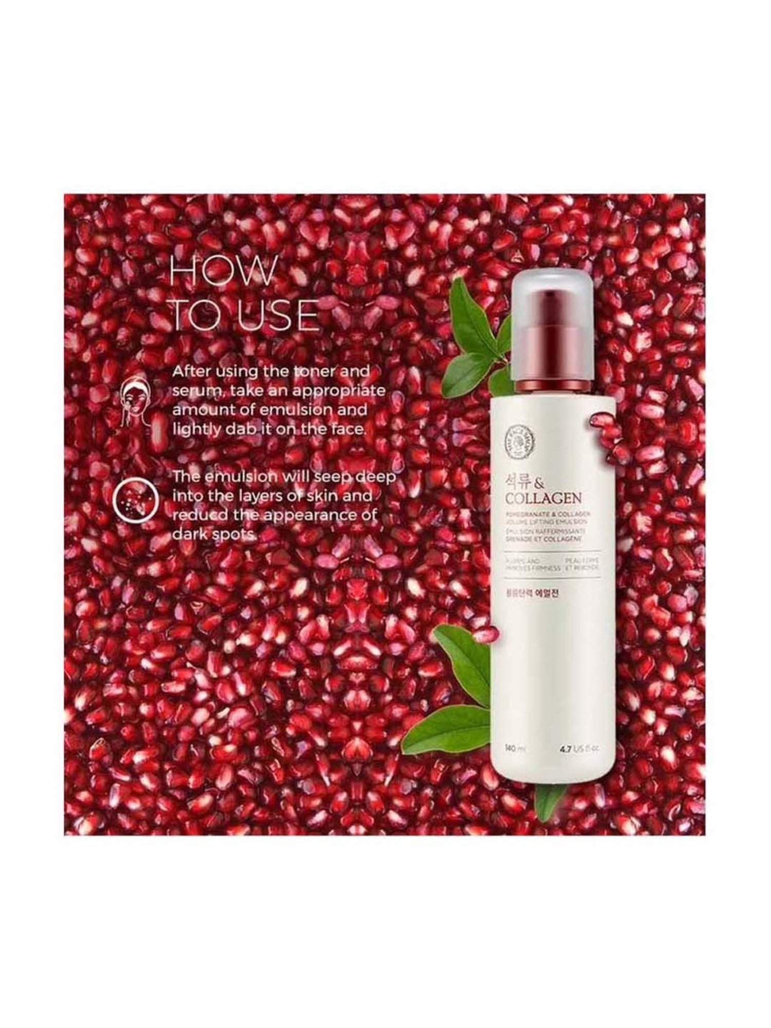 The Face Shop Pomegranate & Collagen Volume Lifting Emulsion with 10% Marine Collagen - 140 ml