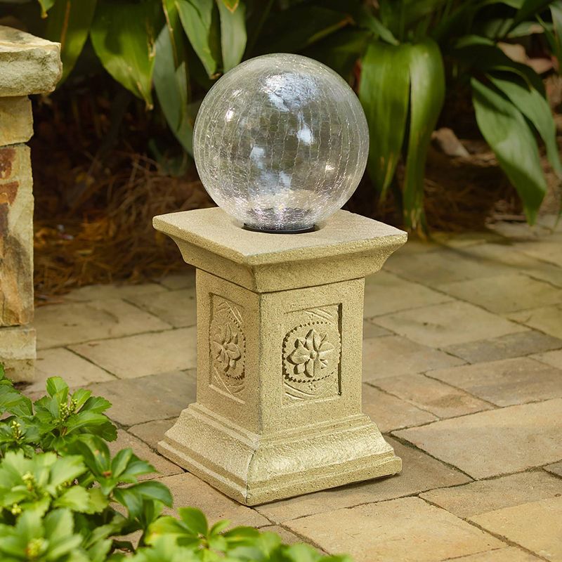 Crackled Glass Solar Gazing Ball Beige - Smart Solar