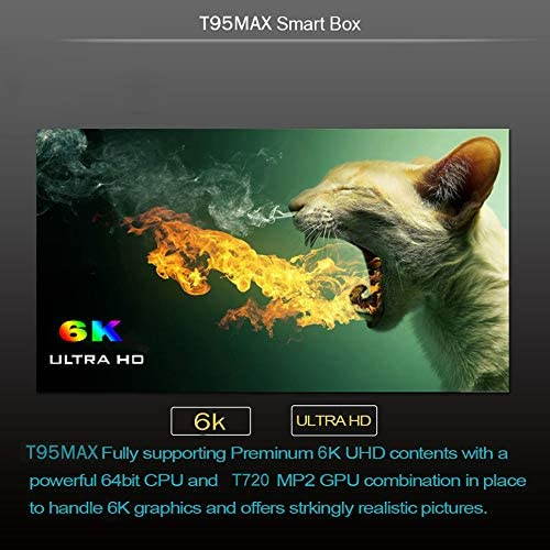 TV Box, TUREWELL T95 Max Android 9.0 TV Box Chip H6 Quad-core Cortex-A53 4GB RAM 32GB ROM Smart TV Box Support 3D 6K Ultra HD H.265 2.4GHz WiFi Ethernet HDMI