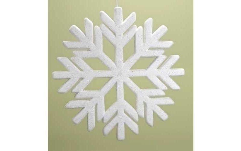 Roman 18.75" Snowy Winter Flocked Commercial Sized Geometric Snowflake Christmas Ornament - White