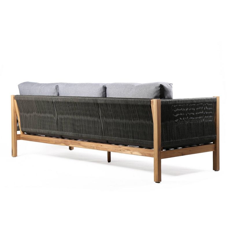 Sienna Outdoor Eucalyptus Sofa in Teak Finish with Gray Cushions - Armen Living
