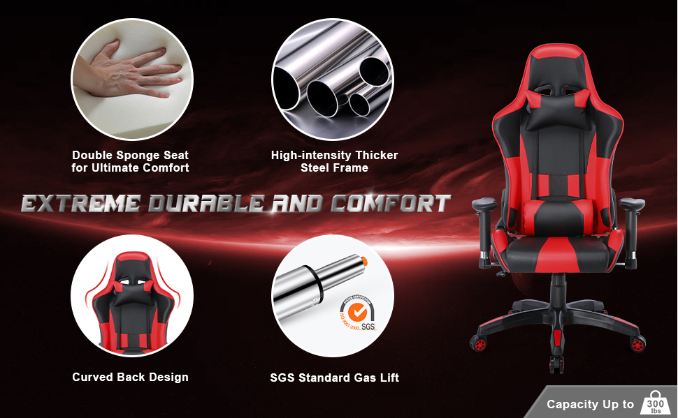 YOUTHUP Racing Style Gaming Chair Adjustable Ergonomic Computer Desk Chair,PU Leather Racing Reclining Swivel High Back Chair with Headrest and Lumbar Support,Pink