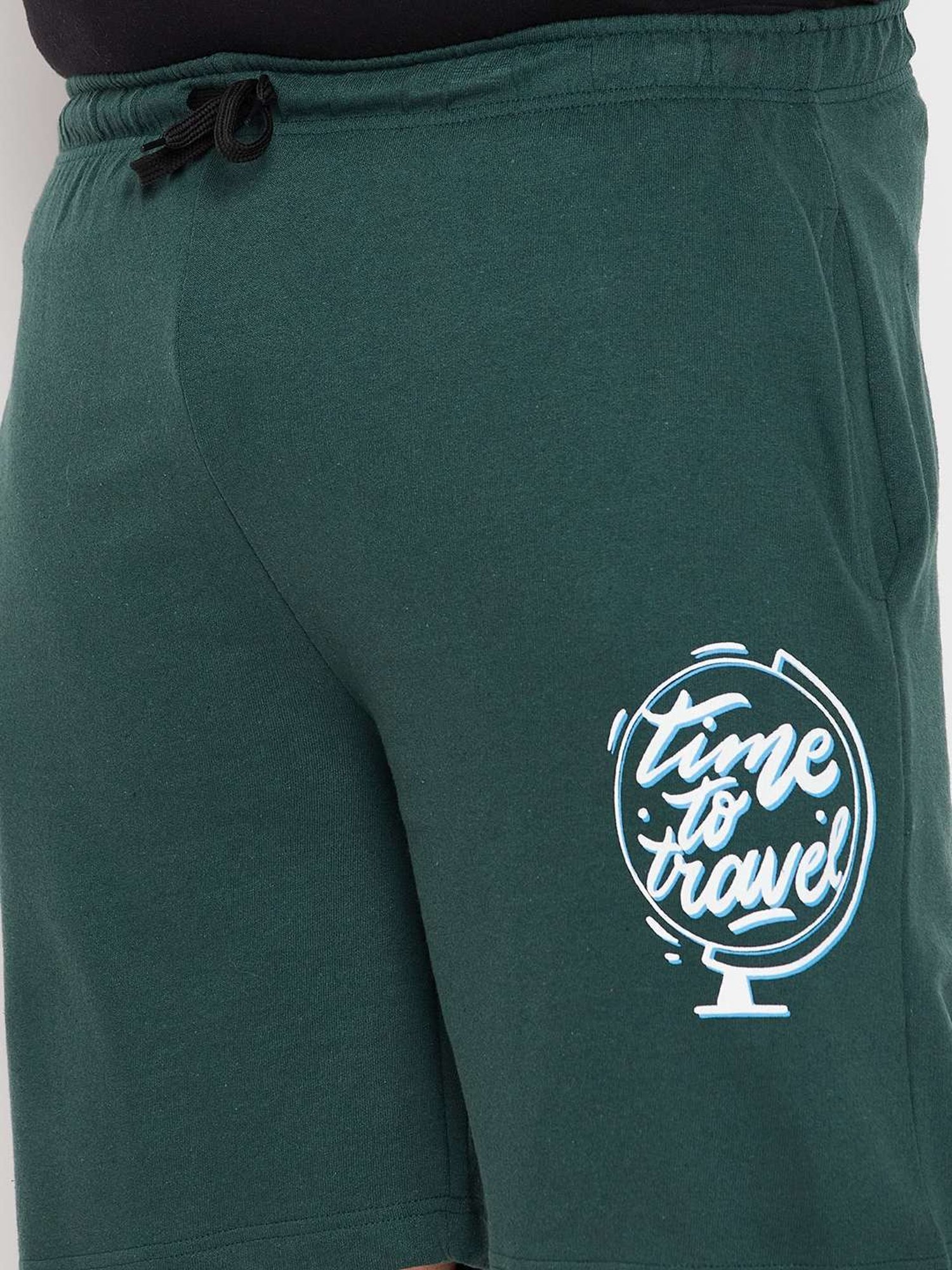 Bigbanana Bottle Green Regular Fit Printed Shorts