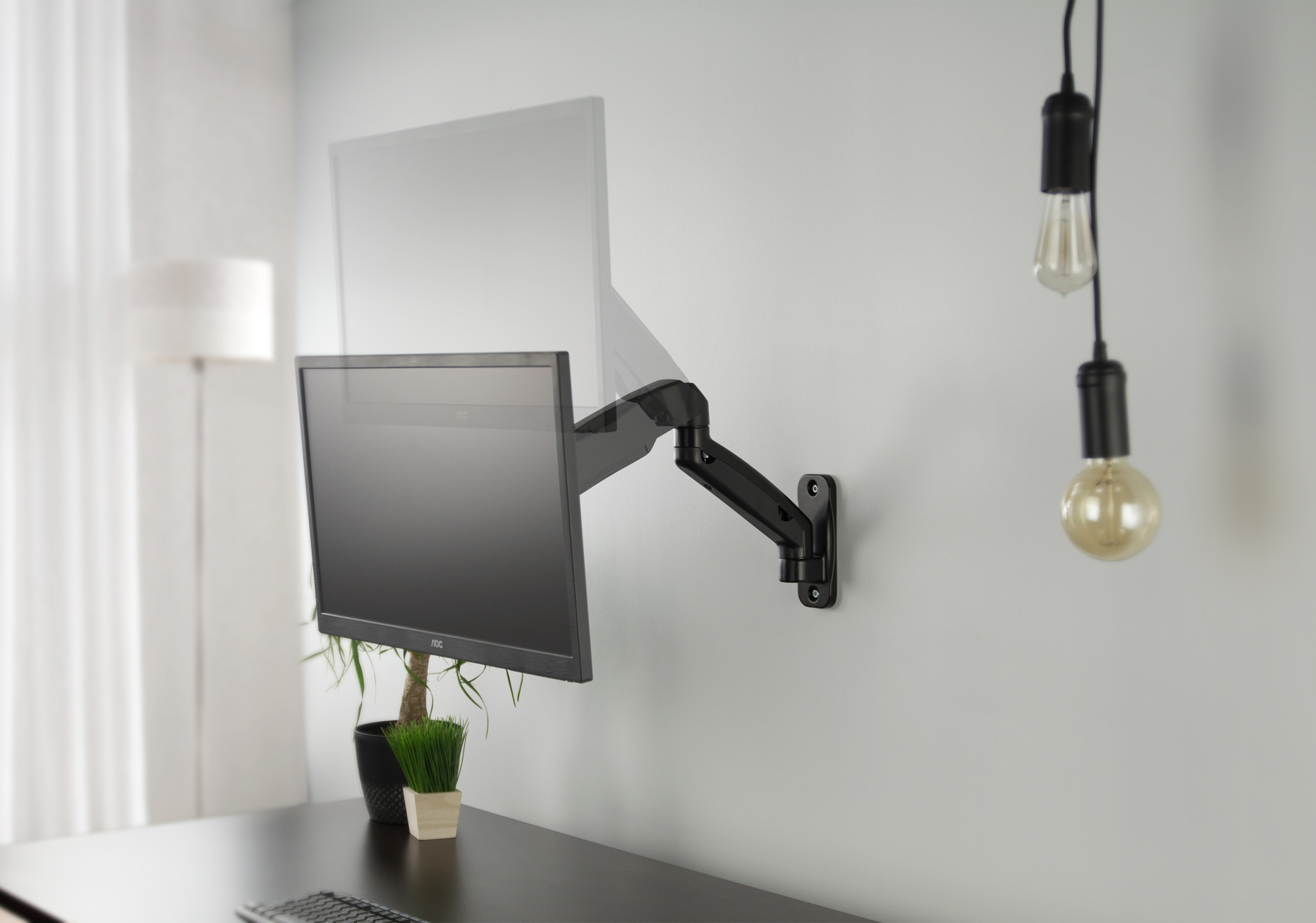 VIVO Black Gas Spring Extended Arm Full Motion Articulating Monitor Wall Mount for 17" to 27" Screens (MOUNT-V001G)