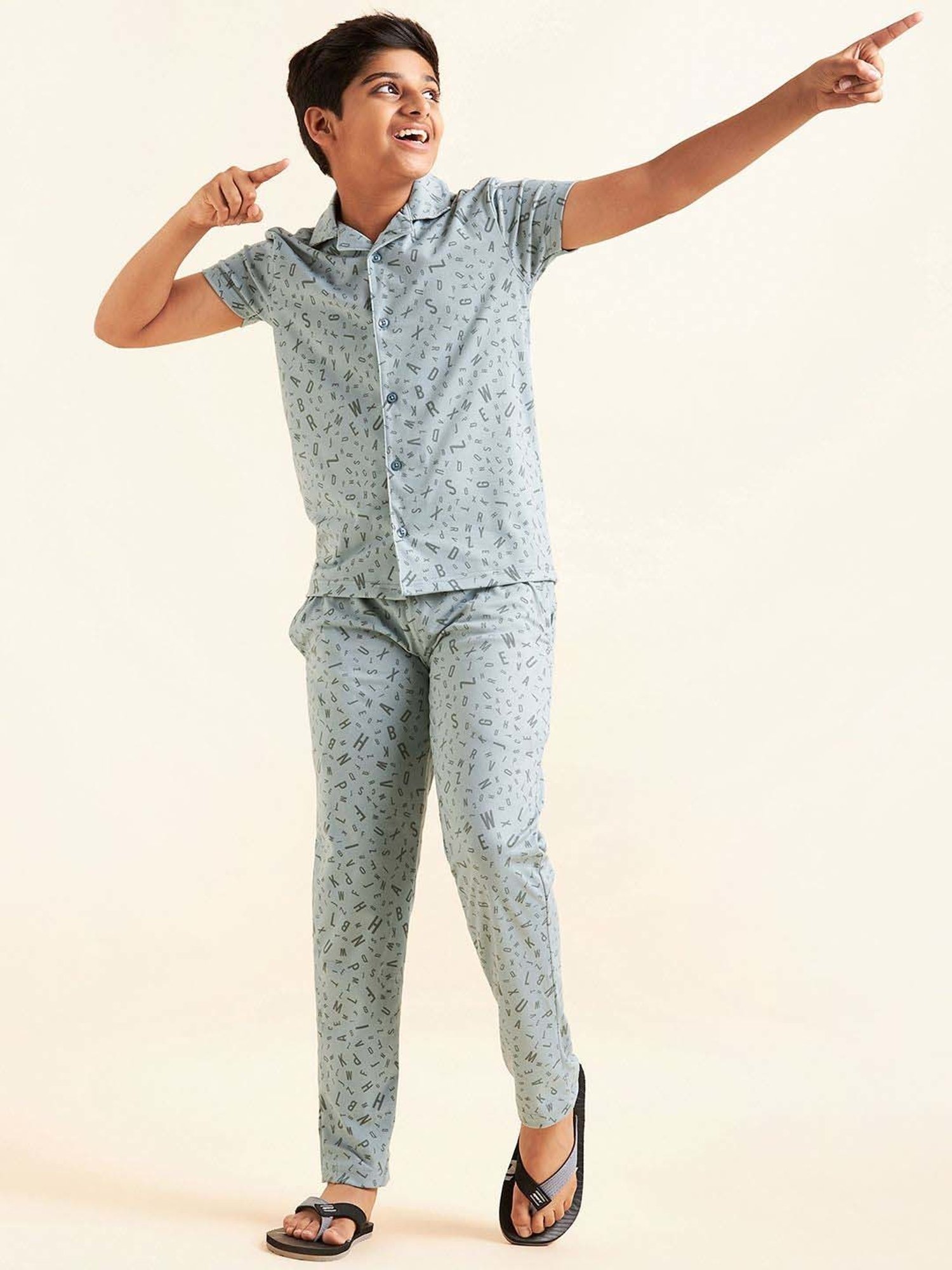 Sweet Dreams Kids Blue Cotton Printed Shirt Set