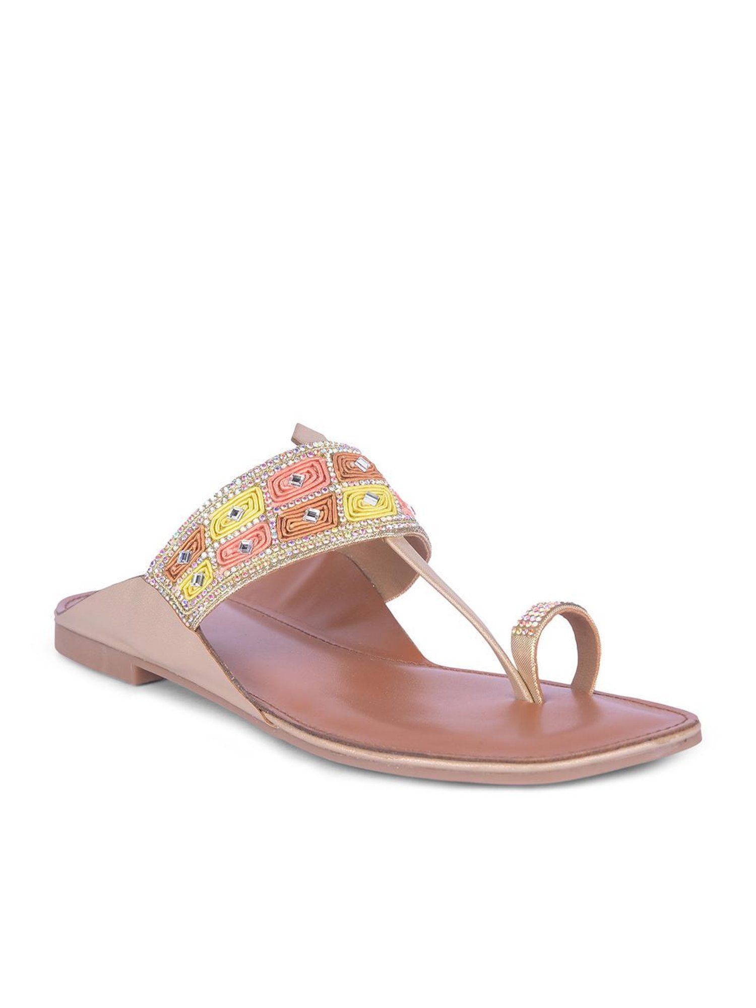 Senorita by Liberty Women's Rose Gold Kolhapuri Sandals