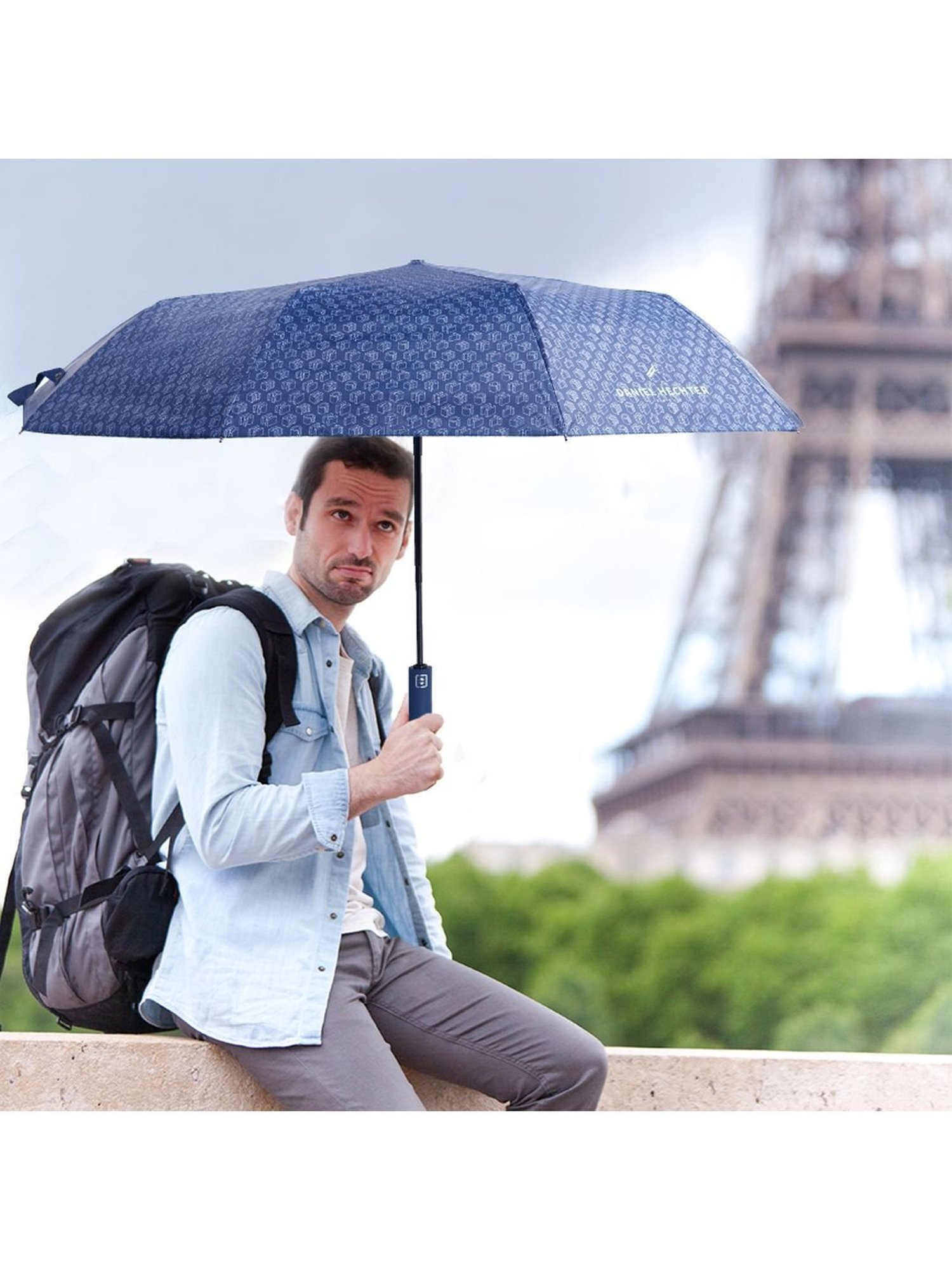 Daniel Hechter Auto Open & Close UV Protection Navy Umbrella