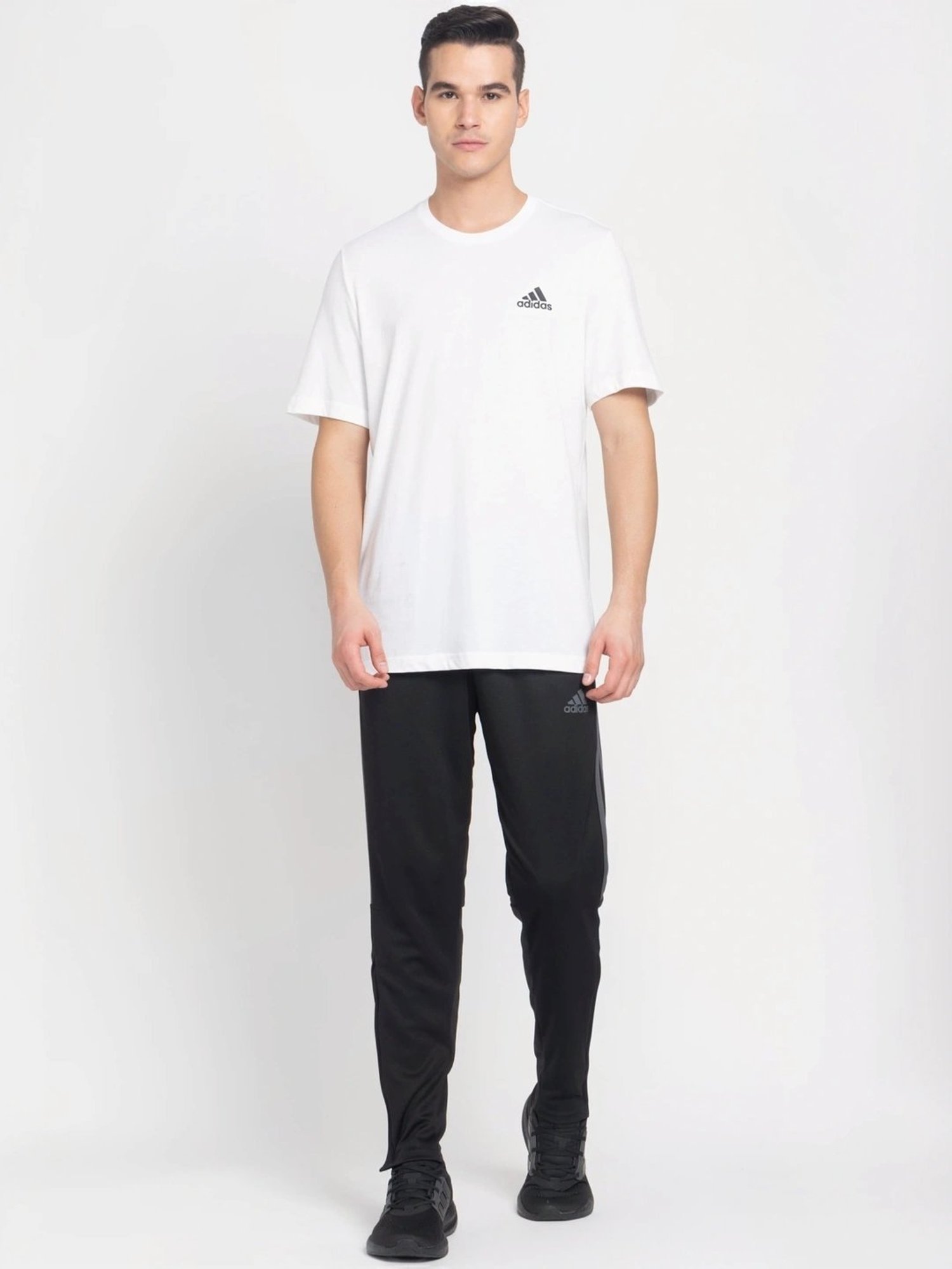 Adidas White Cotton Regular Fit T-Shirt