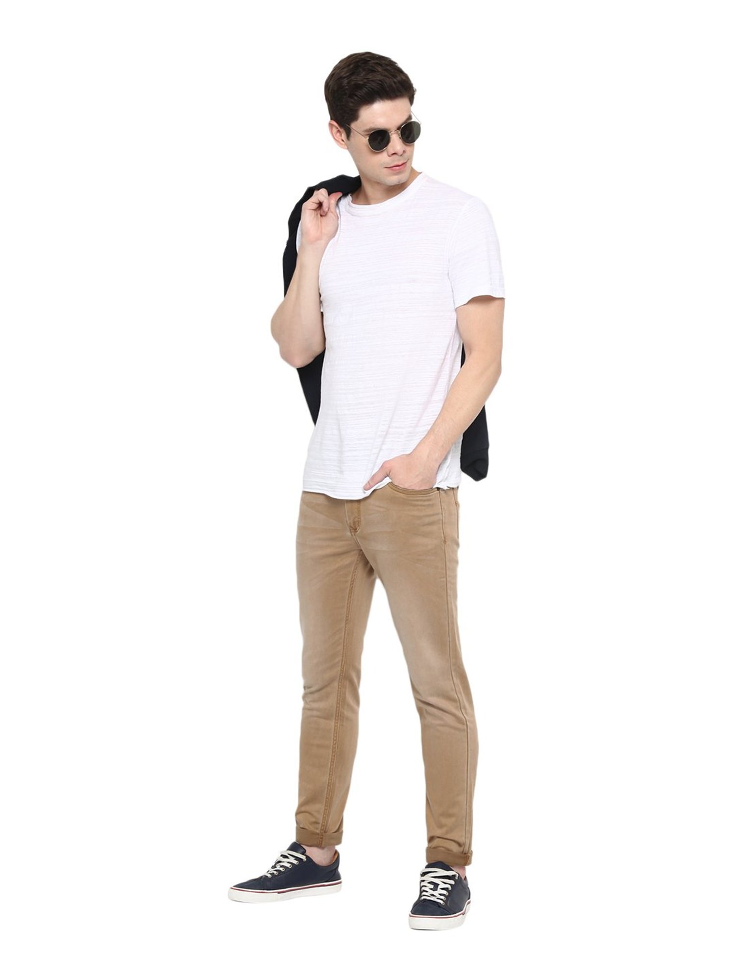 Red Chief Brown Slim Fit Lightly Washed Jeans