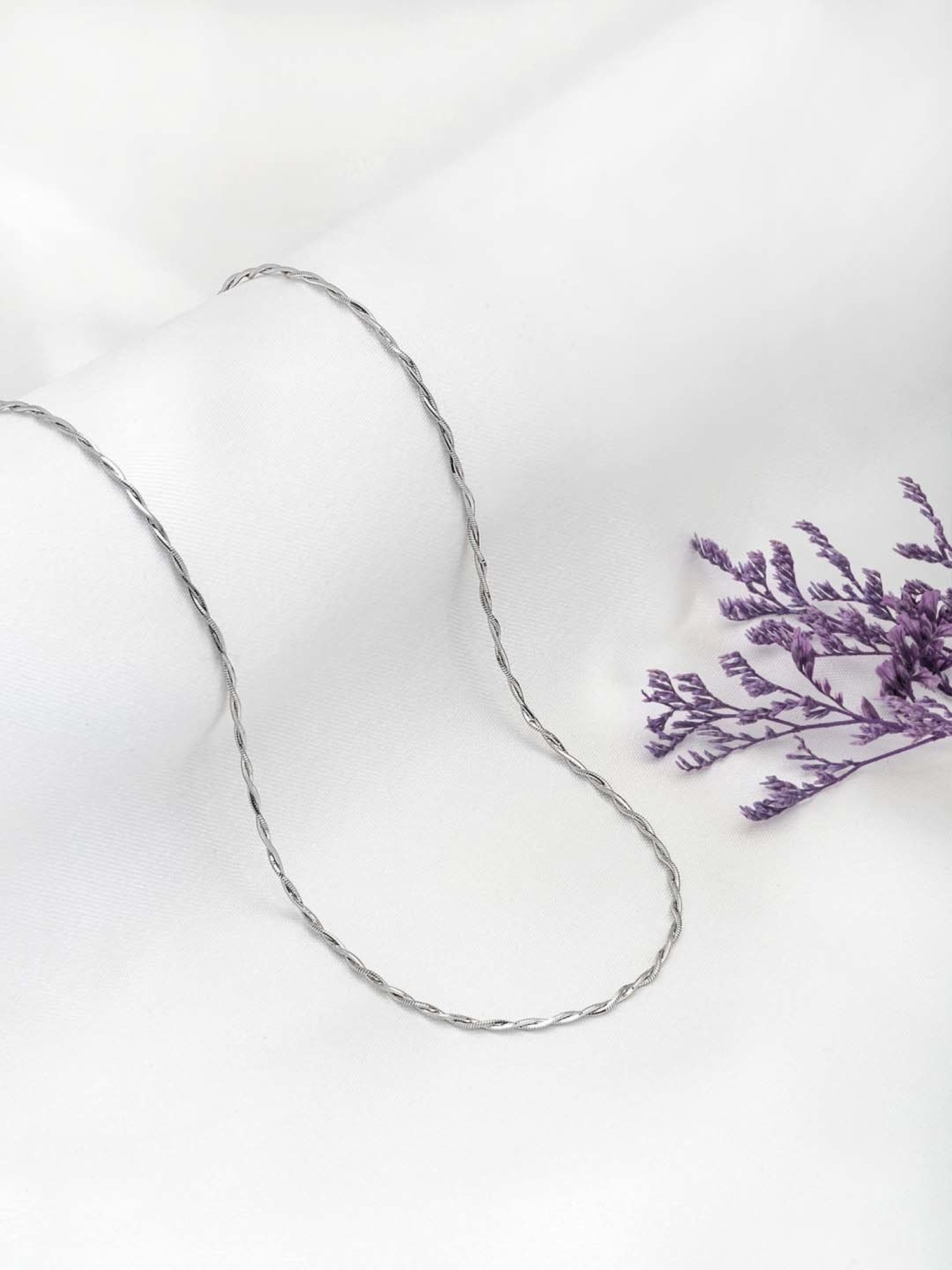 Silberry 92.5 Sterling Silver Twisted Chain for Women