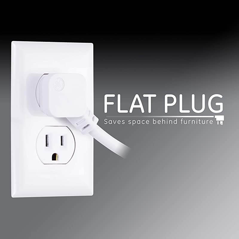 White Outlet Sur Protector 6 Ft Extension Cord Power Strip 800 Joules Flat Plug TwistToClose Safety Covers 47225