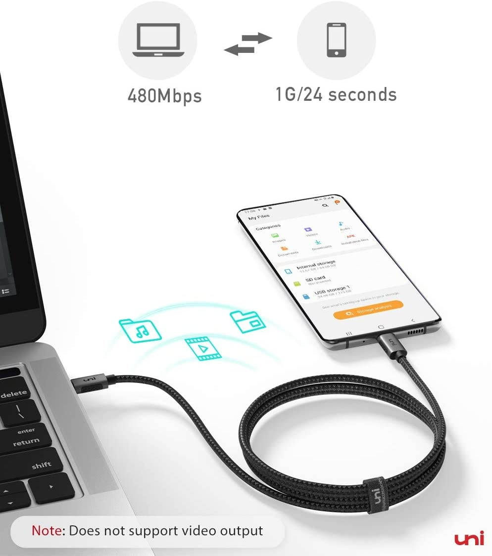 USB C to USB C Cable 100W 10ft uni Long USB Type C 5A Fast Charging Nylon Braided Cord Compatible with MacBook Pro 2020/2019/2018 iPad Pro 2020 Dell XPS 15/13 and More