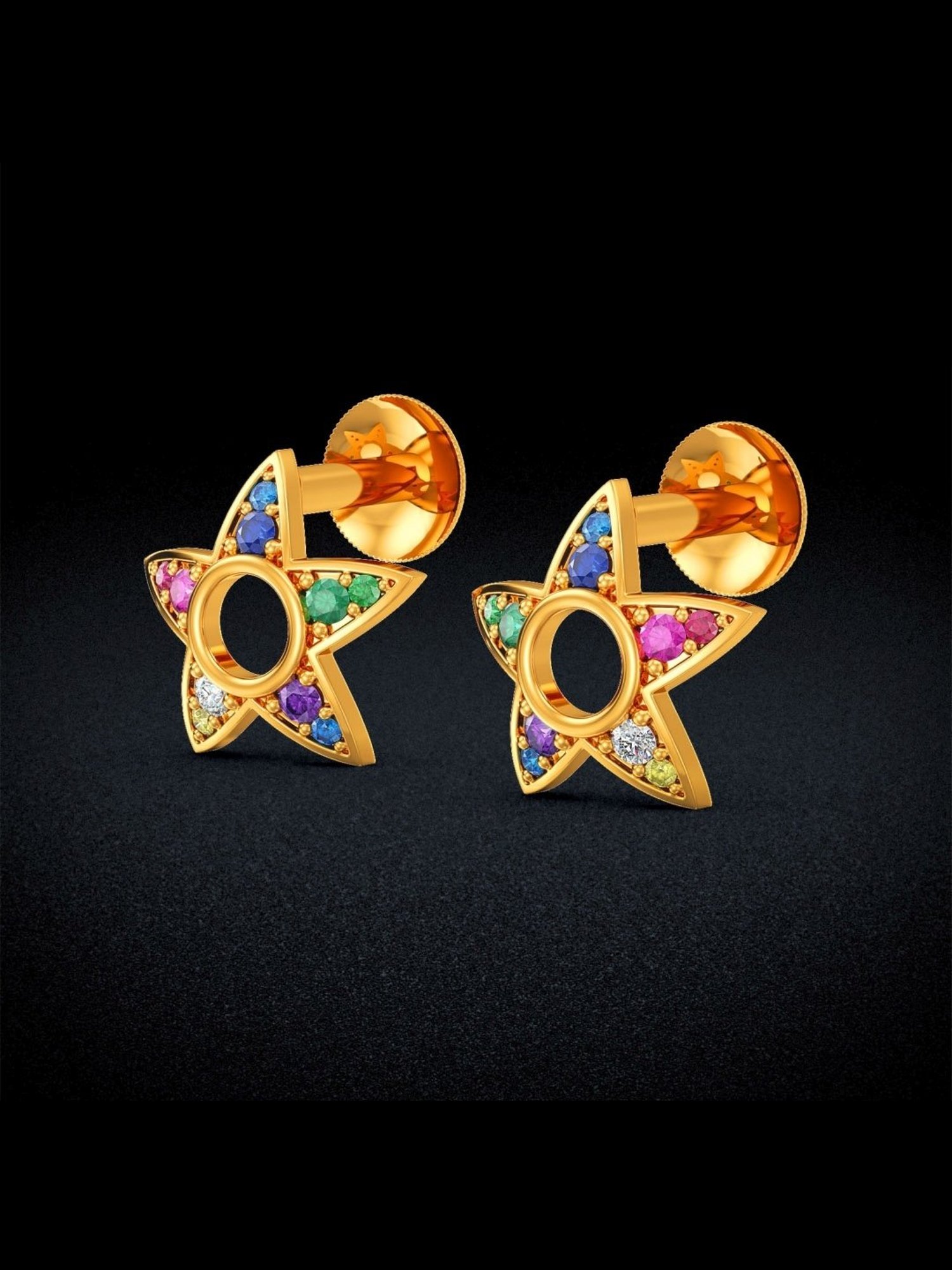 Joyalukkas Gold 22K Rainbow Rays Stud Earrings for Women