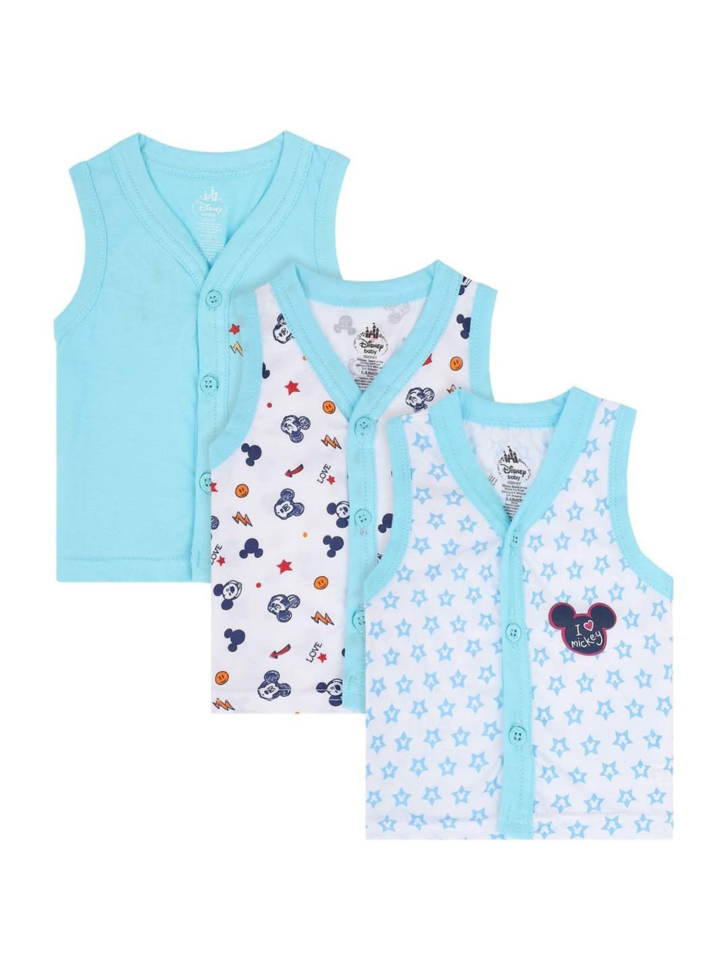 Bodycare Kids Multicolor Cotton Printed Vest (Pack of 3)