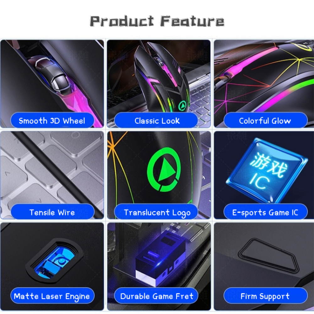 Gaming Mice With 7 Colorful Blacklight Color LED Light 1200 Dpi USB Wired Gaming Mouse Ergonomic Gamer Mice for PC/Laptop Computer